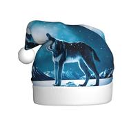 BROLEO Wolf on snowy mountain Printed Christmas Hat for Adult quality accessory soft, lightweight, and fluffy