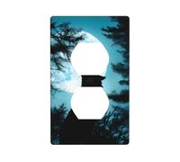 BROLEO Wolf Under The Moon Printing Double Socket Wall Panel Electrical Socket Cover Plate is Shatter Resistant and Durable 4.5x2.76in