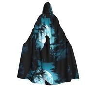 BROLEO Wolf Under The Moon Printing Halloween Adult Hooded Cape Men'S And Women'S Clothing Mantle Role-Playing