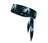 BROLEO Wolf Under The Moon Printing Sports Headscarf, Casual Headband, Elastic, Sweat Absorbing, Adjustable, Anti Slip