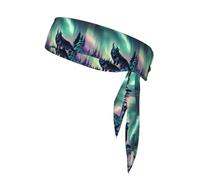 BROLEO Wolves Howl in the Northern Lights Prints Sports headscarf, sweat absorbing and breathable, motion headband, double-sided kerchief