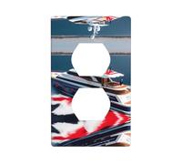 BROLEO Words Stripes Yacht Printing Double Socket Wall Panel Decorative for Residential and Commercial Areas 4.5x2.76in