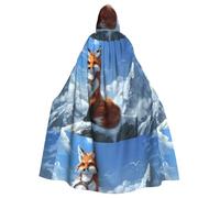 BROLEO Yellow Fox On The Mountain Printing Halloween Adult Hooded Cape Men'S And Women'S Clothing Mantle Role-Playing