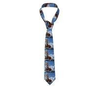BROLEO Yellow fox on the mountain printing Men's tie classic style suit cravat suitable for holidays and work