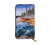 BROLEO Yellowstone National Park Picture Leather Long Clutch Wallet for Fashionable Girls and Women - Durable, Stylish, and Functional