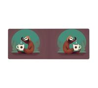 BROLEO Yoga Sloth Coffee Printing Extra Large Mouse Pad Strong Adhesion, Durable, Precise Locking Edge 12x31.5in