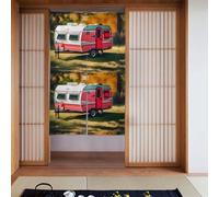 BROLEO You Make Me Happy Camper Trailer Prints Curtain two Pieces Spliced 34x56in Fabric curtains, room dividers Fabric, Smooth & Not Easily Wrinkled