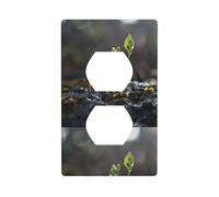 BROLEO Young Sprouts in The Rainy Season Printing Double Socket Wall Panel Decorative for Residential and Commercial Areas 4.5x2.76in