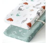 BROLEX Changing Pad Covers for Baby: Boy Girls Ultra Stretchy Soft 2 Pack Cute Dinosaurs