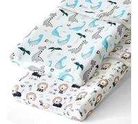 BROLEX Changing Pad Covers for Baby: Boy Girls Ultra Stretchy Soft 2 Pack Dinosaur Lion