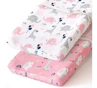 BROLEX Changing Pad Covers for Baby: Boy Girls Ultra Stretchy Soft 2 Pack Elephant Rabbit