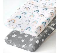 BROLEX Changing Pad Covers for Baby: Boy Girls Ultra Stretchy Soft 2 Pack Rainbow&Stars