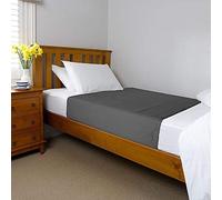 Brolly Sheets Washable Waterproof Bed Pad/Protector - Single Bed Size (1m x 1m Plus Wings) - Grey - 100% Cotton Comfy Top, Highly Absorbent, Suitable for Children and Adults.