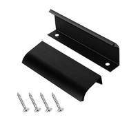 BroLuka 2Pcs Kitchen Cupboard Handles, 80/120mm Aluminum Finger Edge Pulls Concealed Furniture Handlesfor Cabinets Drawers and Wardrobes, Matte Black