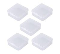 BroLuka 5 Pcs Transparent Square Storage Organizer Box, Clear Plastic Mini Container 9.5x9.5x2.8cm for Small Jewelry Desks Gadgets Paper Clips Small Items