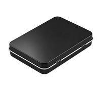 BroLuka Rectangular Hinged Tin Box, 10.8x7.6x1.77cm Metal Empty Storage Container for Small Items and Home Organization, Black