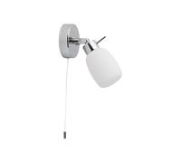 firstchoicelighting Modern Polished Chrome & Glass IP44 Bathroom Wall Light with Pull Cord Switch
