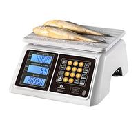 BROMECH Food Scale, Price Computing Scale, IPX7 Waterproof, 66lbs Capacity, White Backlight LCD, Rechargeable Commercial Meat Produce Weight Scale for Farmers Market and Seafood