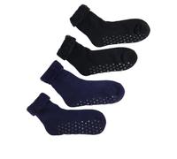 Bromilow & Wood 2 Pairs Gripper Thermal Bed Sleep Socks Size 6-11 (1xBlack/1xNavy)