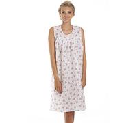 Bromilow & Wood English Made Floral Sleeveless Polycotton Nightdress in Pink Size UK 30-32