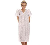 Bromilow & Wood Open back Incontinence English Made Floral Short Sleeve Polycotton Nightdress in Pink Size UK 26-28