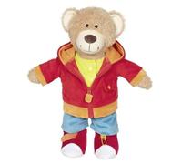 Goki Plush Bear Brommel 50952 - Motor Skills Learning Dress-Up Toy with Zip, Buttons, Velcro 45 cm
