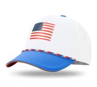 BROMZ Trucker Hat for Kids Youth American Flag Waterproof Quick Dry Snapback Hat USA Baseball Cap for Boys Girls 5-15 Years, White/Blue/US Flag, One Size