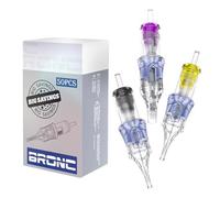 BRONC Assorted Tattoo Cartridge Needles 50pcs Mixed Tattoo Needle Cartridges Round Liner 0.35mm #12 Standard RL (3RL 5RL 7RL 9RL 11RL) for Rotary Tattoo Machine