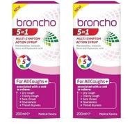 Bronchostop 5in1 Cough Multi-Symptom Action Syrup 200ml (Pack of 2)