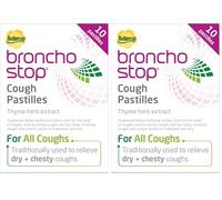 Bronchostop Cough Pastilles (10 Pastilles) - Relief for All Cough Types Including Chesty & Dry Coughs - Non Drowsy Anti Mucus Formula with Traditional Thyme Herb Extract (Pack of 2)