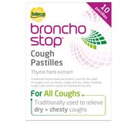 Bronchostop Cough Pastilles (10 Pastilles) - Relief for All Cough Types Including Chesty & Dry Coughs - Non Drowsy Anti Mucus Formula with Traditional Thyme Herb Extract