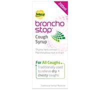 Bronchostop Cough Syrup (200ml) - Relief for Dry or Chesty Coughs - with Natural Thyme Herb and Marshmallow Root Extract - Non Drowsy Cough