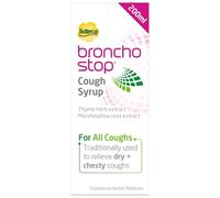Bronchostop Cough Syrup (200ml) - Relief for Dry or Chesty Coughs - with Natural Thyme Herb and Marshmallow Root Extract - Non Drowsy Cough Medicine That Can Be Diluted & Undiluted - Alcohol Free