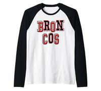 Broncos School Spirit Red Black Game Day Mascot Bronco pride Raglan Baseball Tee