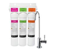 Brondell Coral UC300 Under Sink Water Filtration System - Reduces PFAS, Lead, & Chlorine in Drinking Water, Water Purifier with Designer Chrome Faucet - Quick Change Filter, WQA Gold Seal-Certified