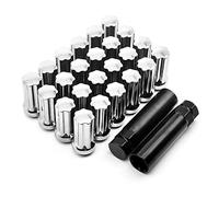 BRONEVO Lug Nuts Chrome 24 Pack - M14x1.5 Conical Seat - Extended Spline - Fits 8 Lug Aftermarket Wheels - Includes 2 Socket Keys - Compatible with Ford, Ram,SAAB