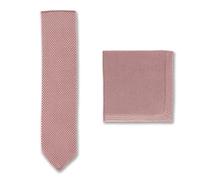 Broni&Bo Antique Rose Knitted Tie and Pocket Square Set for Men from Pointed End Solid Pink Plain Mens Tie and Handkerchief for Every Occasion