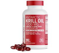 Bronson Antarctic Krill Oil 1000 mg with Astaxanthin, 180 Softgels (90 Servings)
