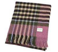 Bronte Chesil Raspberry Check Throw Fringed 100% Pure New Wool Blanket British UK-Made Sofas Armchairs Beds Picnics Warm Gift