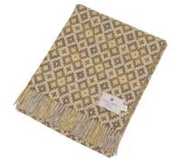Bronte Dales By Moon Dartmouth Wool Throw Gold 100% Pure New Wool Blanket British UK-Made Warm Gift