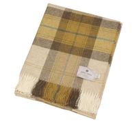 Bronte Dales By Moon Skye Check Throw Gold 100% Pure New Wool Blanket British UK-Made Warm Gift
