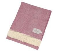 Bronte Dales Tweed Herringbone Throw Pink 100% Pure New Wool Blanket British UK-Made Warm Gift