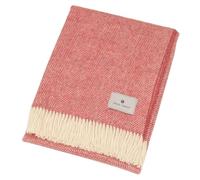 Bronte Dales Tweed Herringbone Throw Raspberry Ripple 100% Pure New Wool Blanket British UK-Made Warm Gift