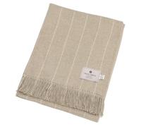 Bronte Dales Tweed Pinstripe Beige Throw 100% Merino Wool Blanket British UK-Made Warm Gift