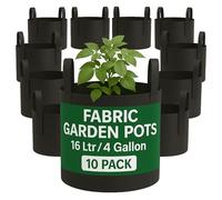 Bronte Heritage 10-Pack Grow Bags 4 Gallon Fabric Pots with Handles - Heavy Duty Garden Planting Bags for Vegetables, Tomatoes, Herbs & Flowers - Indoor Outdoor Container Growing