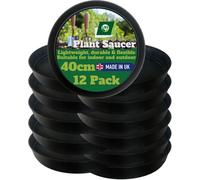 Bronte Heritage Collection 12 Pack Extra Large 40Cm Plant Pot Saucers - Black Heavy-Duty Jumbo Garden Trays - Frost Proof Injection Moulded - Made In Uk