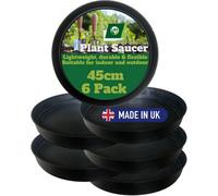 Bronte Heritage Collection 6 Pack Giant 45Cm Plant Pot Saucers - Black Industrial Heavy-Duty Round Garden Trays - Frost Proof & Made In Uk