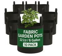 Bronte Heritage Grow Bags for Vegetables - 10-Pack Fabric Pots with Handles, 22L (6 Gallon) Black Garden Bags for Planting Potato, Tomato, Strawberry or Chili Plants. Outdoor or Indoor Containers