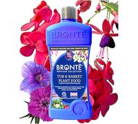 Bronte Tub & Hanging Basket Plant Food Fertiliser - 1L Bottle Makes 250L Liquid Feed for Patio Container & Window Box Flowers Indoor or Outdoor. Organic-Based, Seaweed-Enriched, Pet-Friendly, UK Made