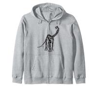 Brontosaurus Dinosaur Fossil Skeleton (Black Logo Design) Zip Hoodie
